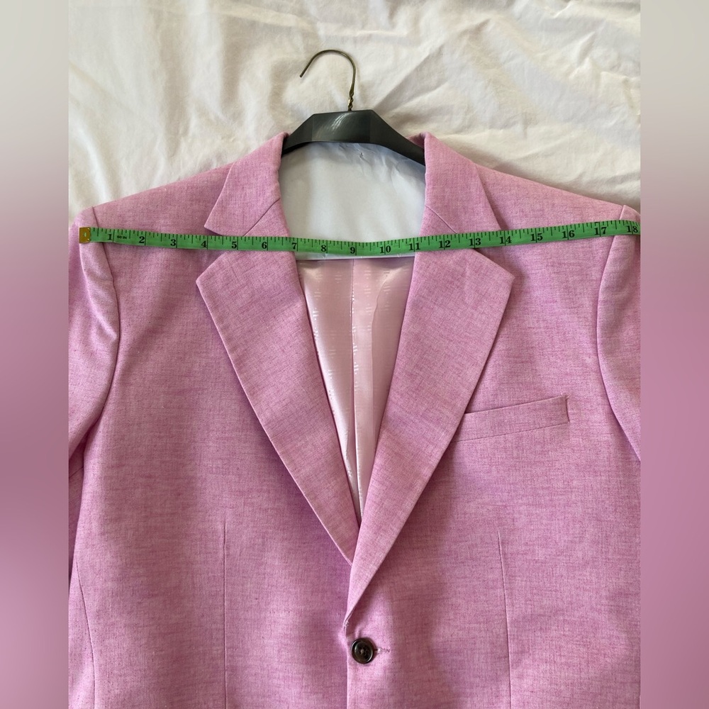 Men Linen Suit, 2 Piece - Pink - Picture 7 of 14